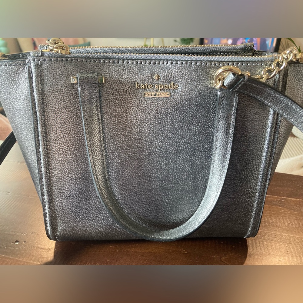 Kate Spade Patterson Drive Mini Kona satchel bag metallic pewter pebbled leather